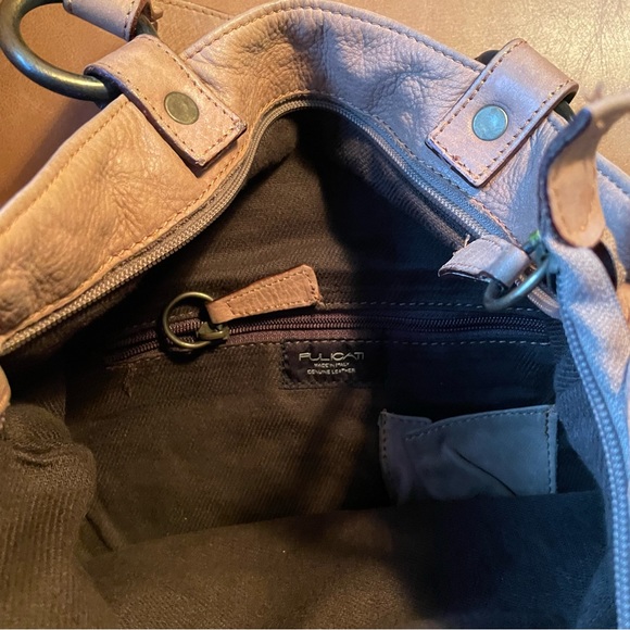 Pulicati light brown tan convertible foldover leather bag made Italy crossbody - Picture 5 of 11